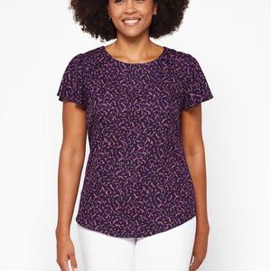 Fortune + Ivy Dondria Mixed Material Flutter Sleeve Blouse Medium